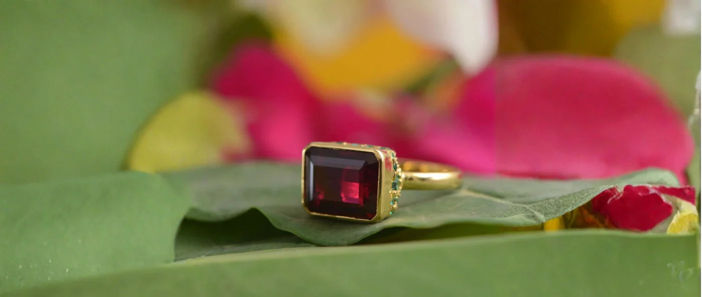 Scarlette Rubellite Emerald Ring