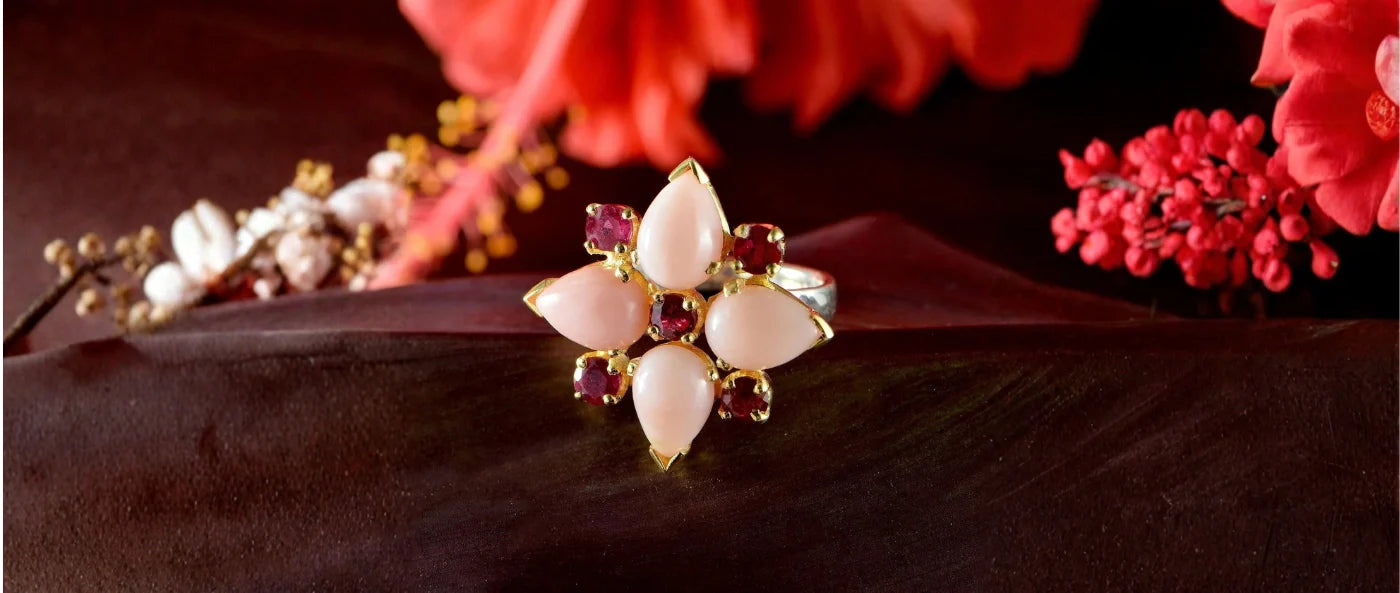 Tallulah Pink Opal Ruby Ring