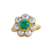 Candy Emerald Pearl Gold Ring