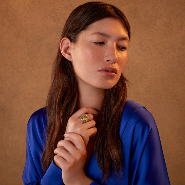 Opium Opal Sapphire Cocktail Ring