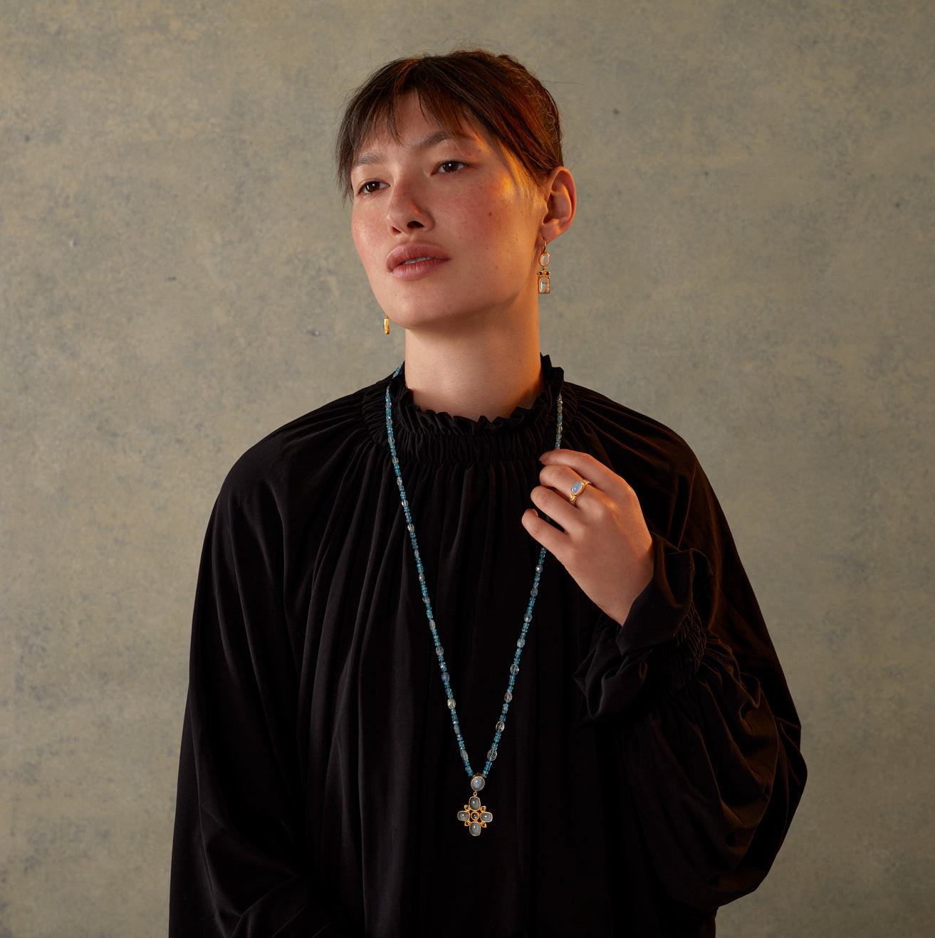 Bathsheba Aquamarine Cross Pendant