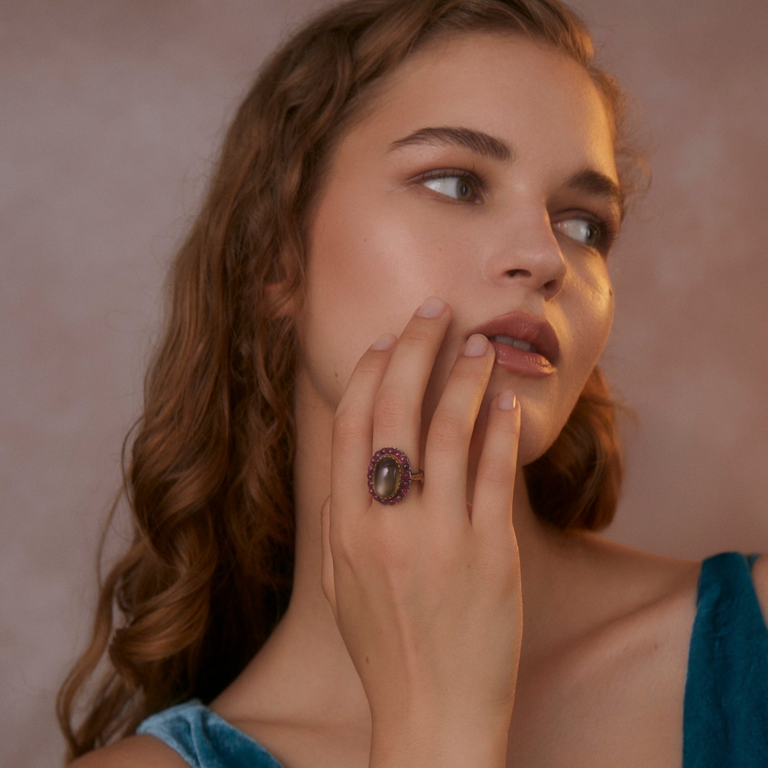 Moonstone Ruby Chandra Ring