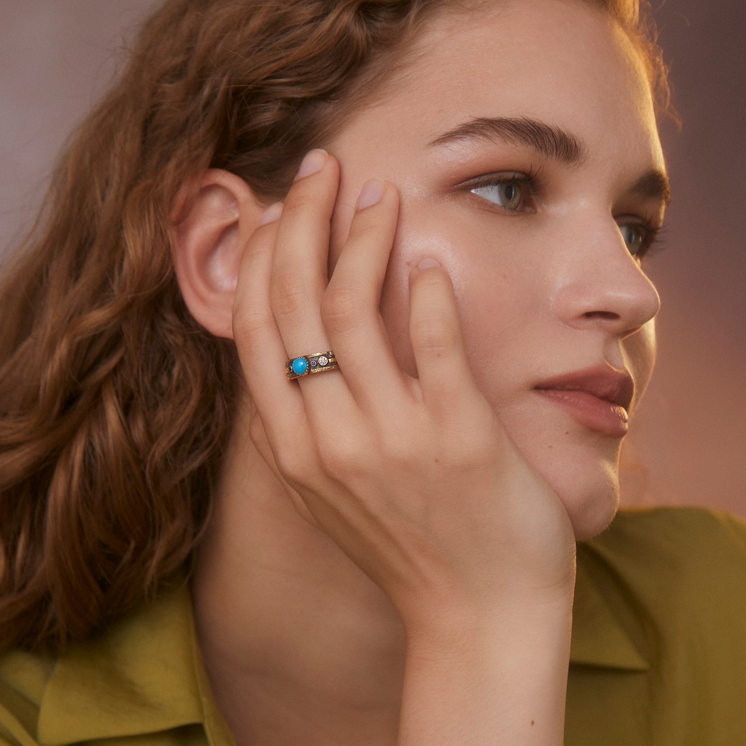 The Turquoise Diamond Sapphire Band Ring