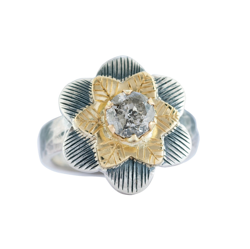 Diamond Gold Flower Ring