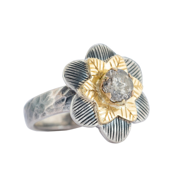 Diamond Gold Flower Ring