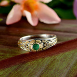 The Emerald Diamond Gold Mini Flower Ring