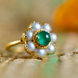 Candy Emerald Pearl Gold Ring