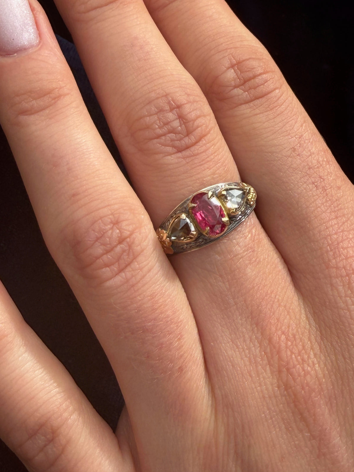 Forever Burmese Ruby Diamond Mughal Art Ring