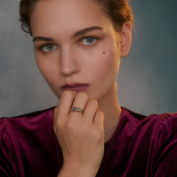 The Kyanite Diamond Gold MIni Flower Ring