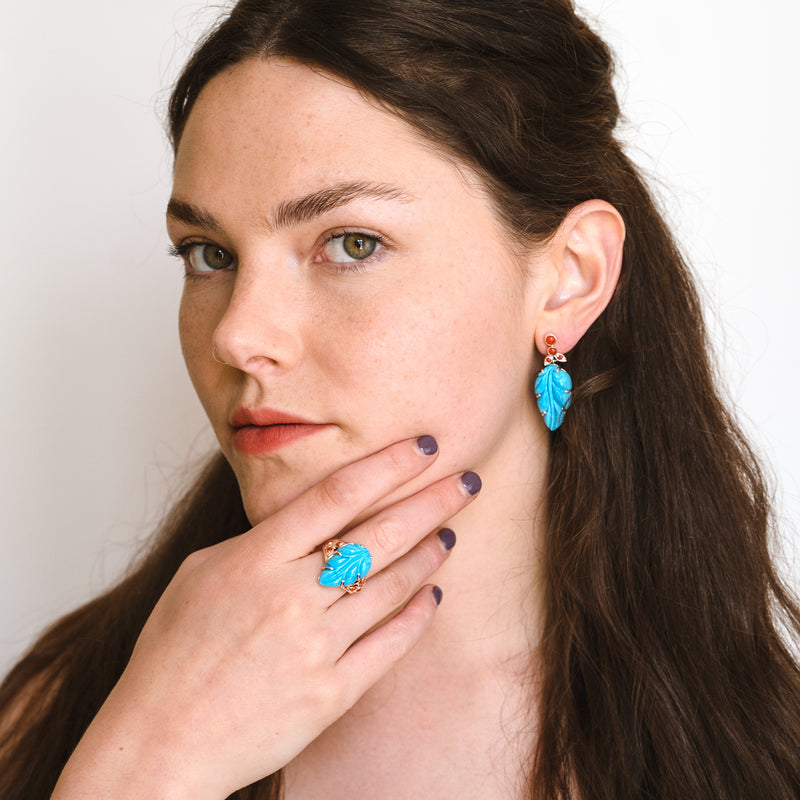 Tamarind Hand-Carved Turquoise Earrings