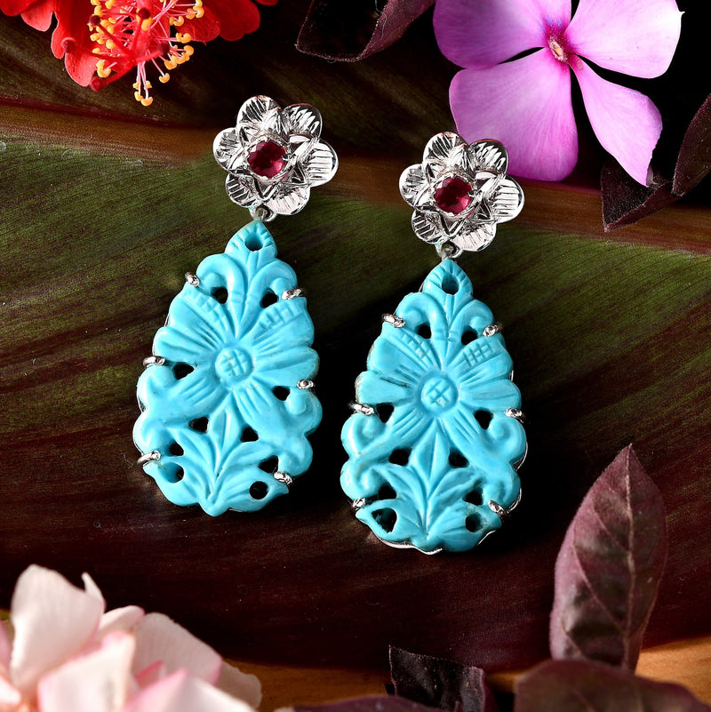 Lulabelle Turquoise Ruby Statement Earrings