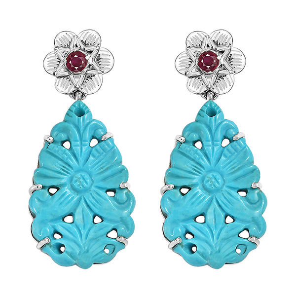Lulabelle Turquoise Ruby Statement Earrings