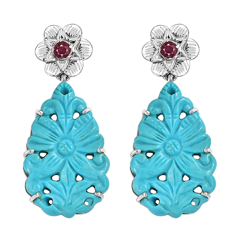 Lulabelle Turquoise Ruby Statement Earrings