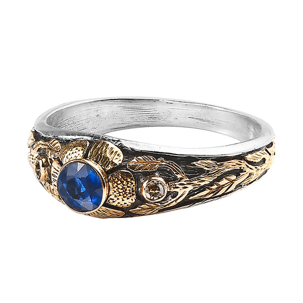 The Kyanite Diamond Gold MIni Flower Ring
