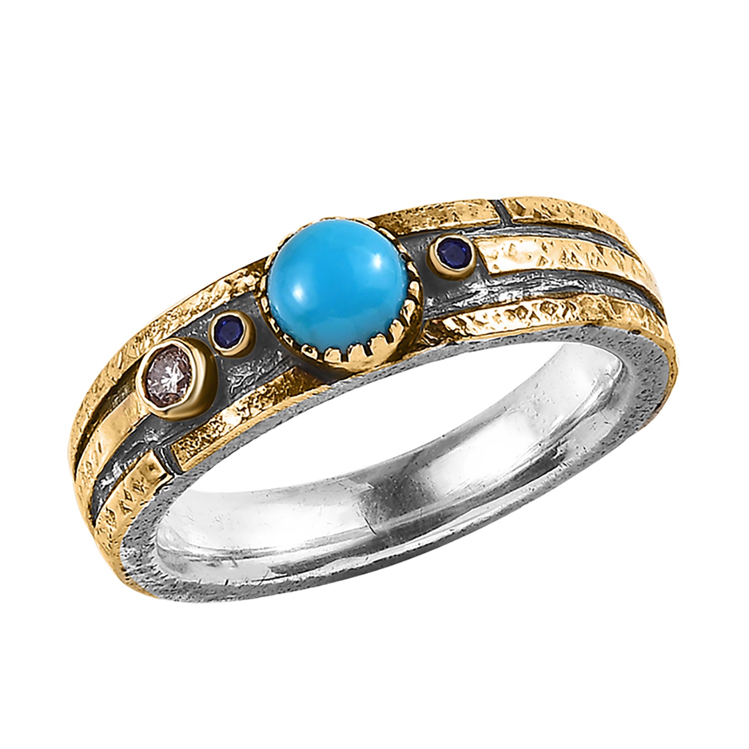 The Turquoise Diamond Sapphire Band Ring