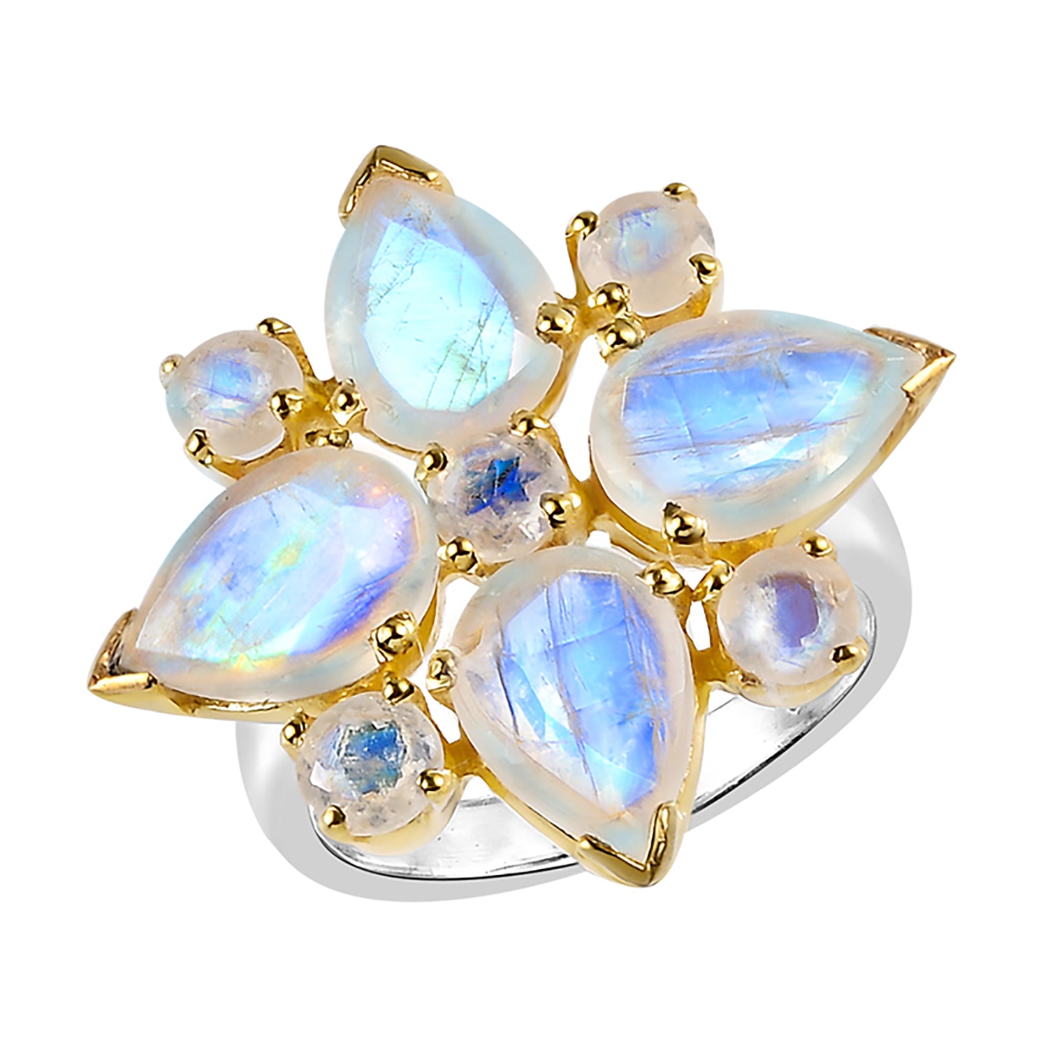 Gold Plated Tallulah Moonstone Cocktail Rings in White