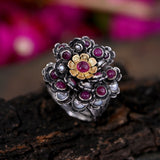 Ruby Pearl Petal Ring