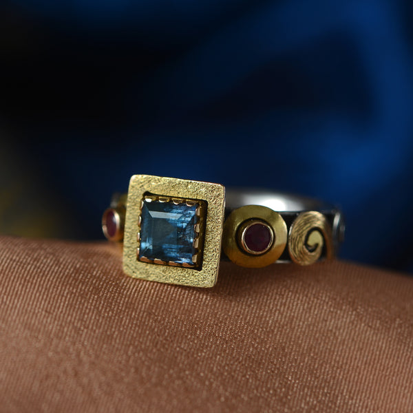Britt Aquamarine Ruby Ring