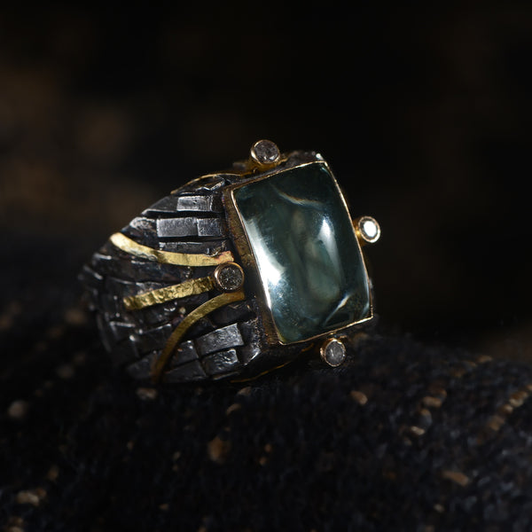 Brody Green Amethyst Diamond Ring