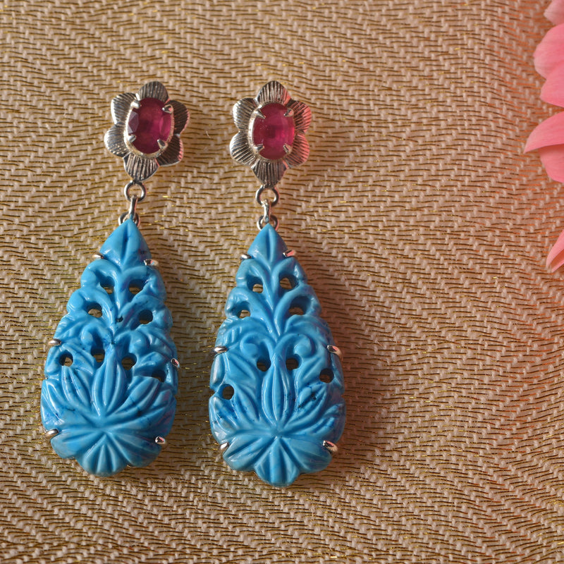 Lulabelle Turquoise Ruby Statement Earrings