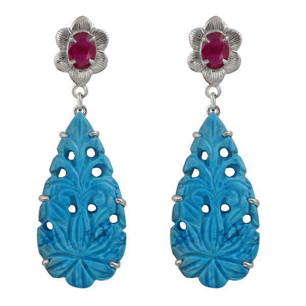 Lulabelle Turquoise Ruby Statement Earrings