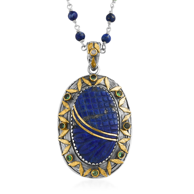 Talia Lapis Tsavorite Diamond Pendant