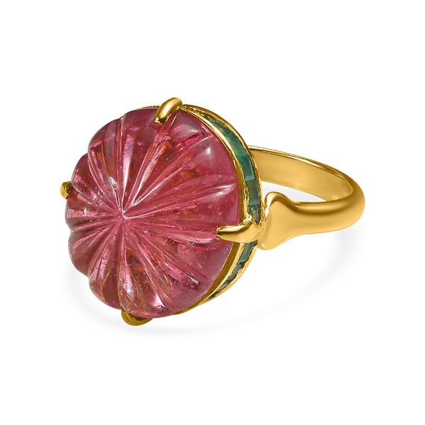 Boudoir Tourmaline Emerald Gold Cocktail Ring