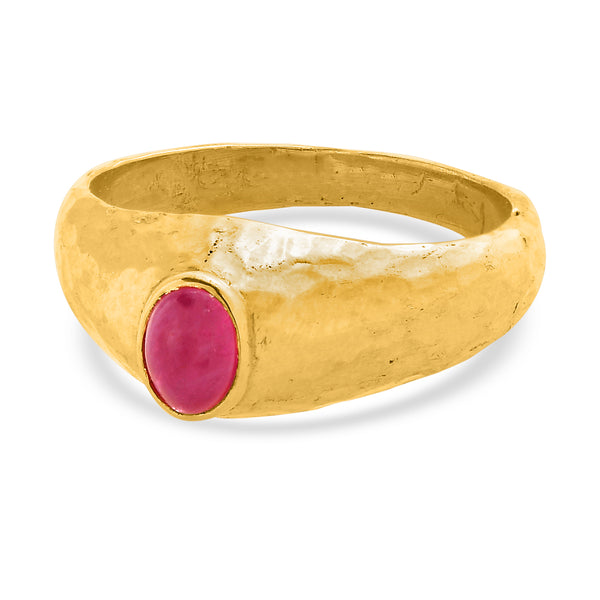 Jetta Hammered Ruby Ring