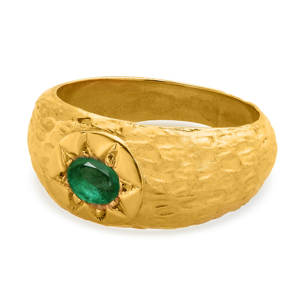 Jetta Hammered Emerald Ring