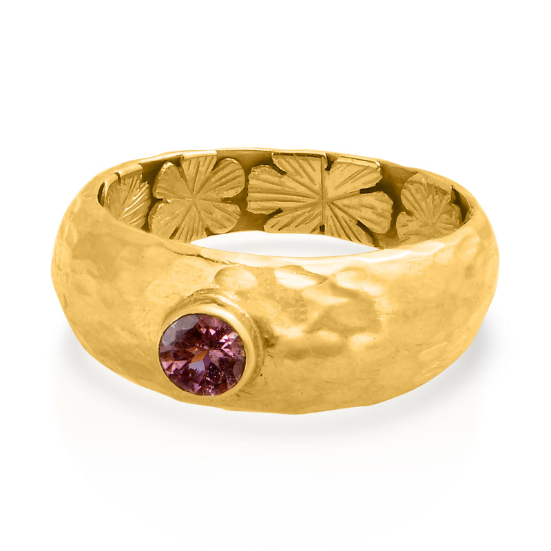 Jetta Pink Tourmaline Hammered Ring