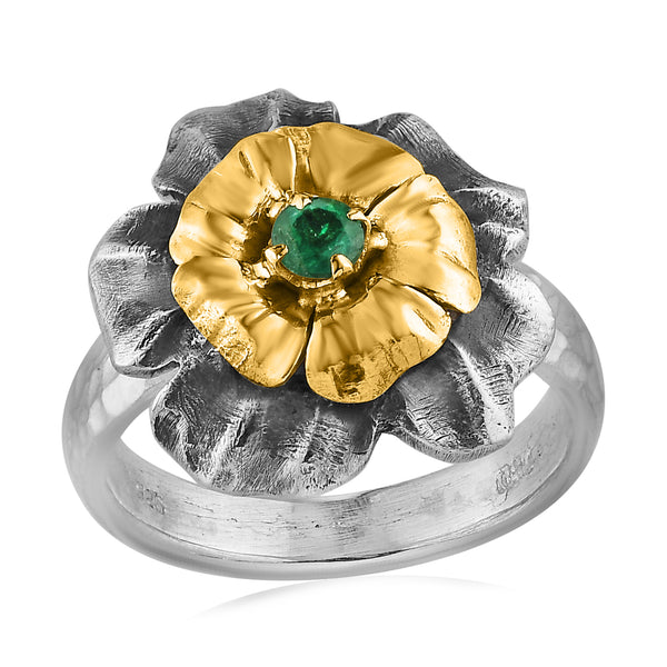 Cassia Emerald Flower Ring
