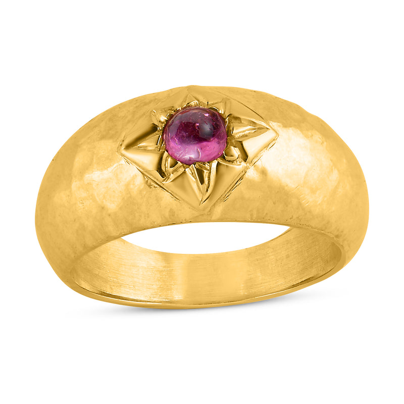 Jetta Hammered Cabochon Tourmaline Ring