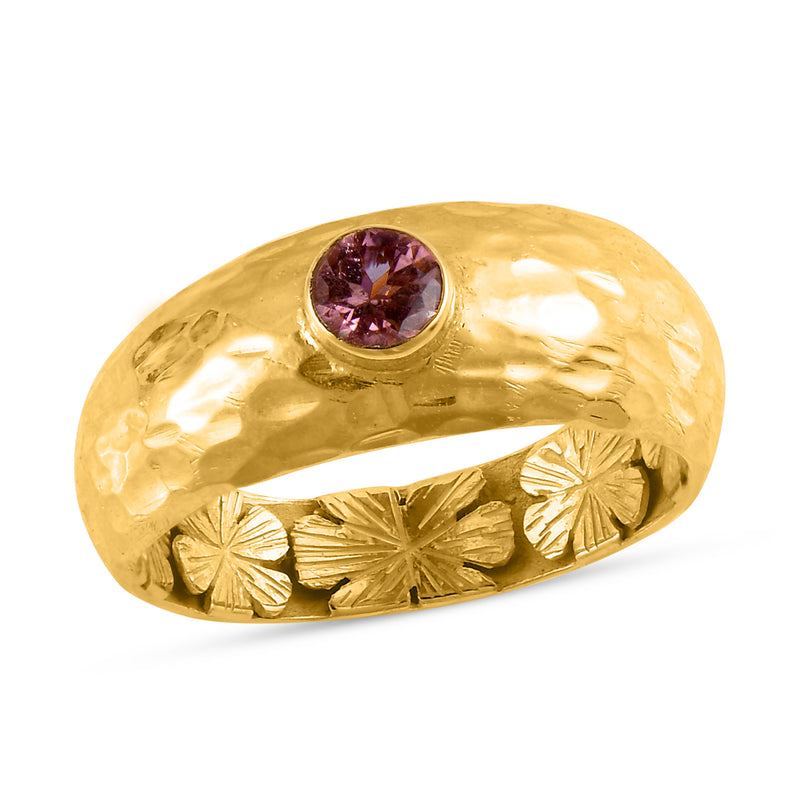 Jetta Pink Tourmaline Hammered Ring