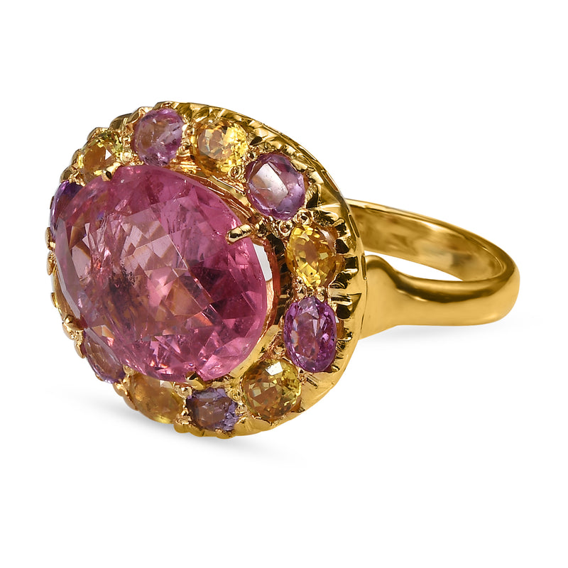 Powder Pink Spinel Sapphire Gold Ring