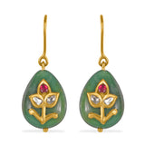 Divine Jade Ruby Diamond Drop Earrings