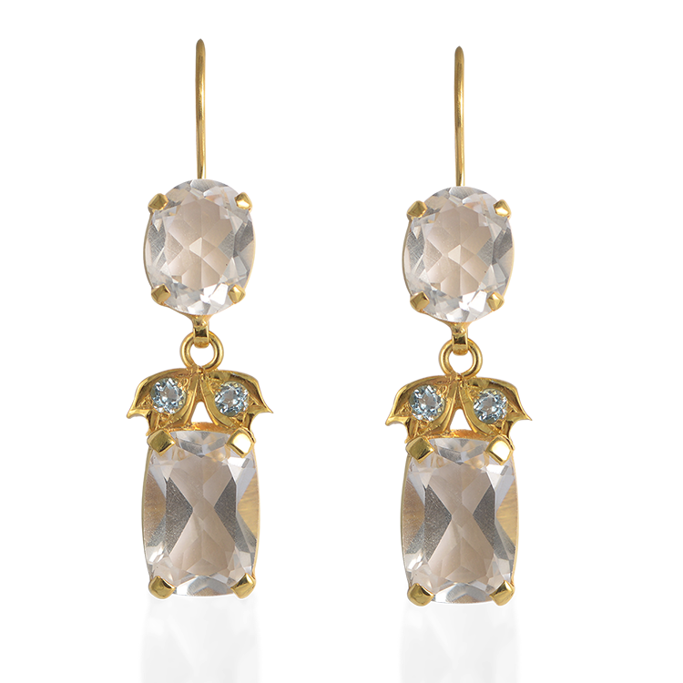 Bathsheba Crystal Aquamarine Drop Earrings