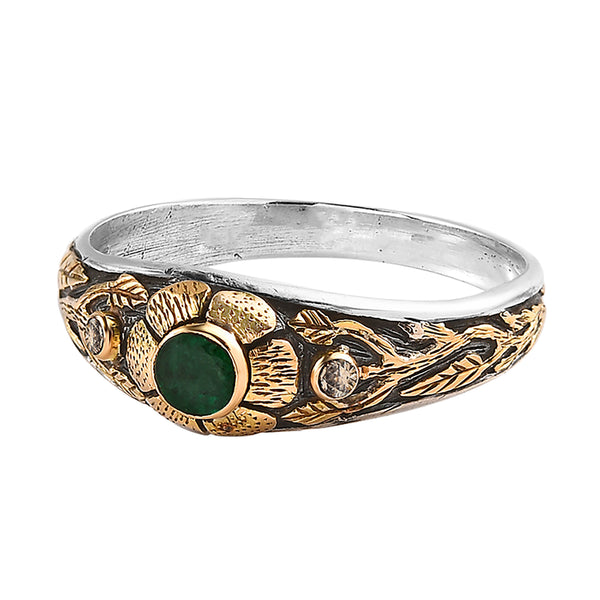 The Emerald Diamond Gold Mini Flower Ring