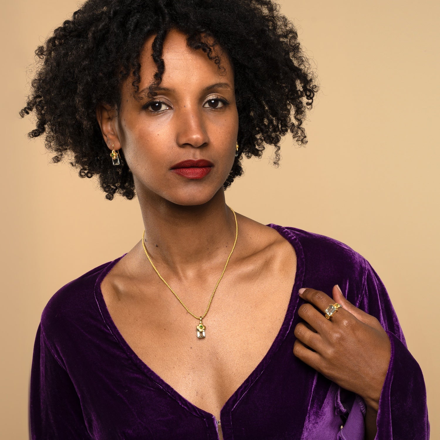 Clara Green Amethyst Earrings