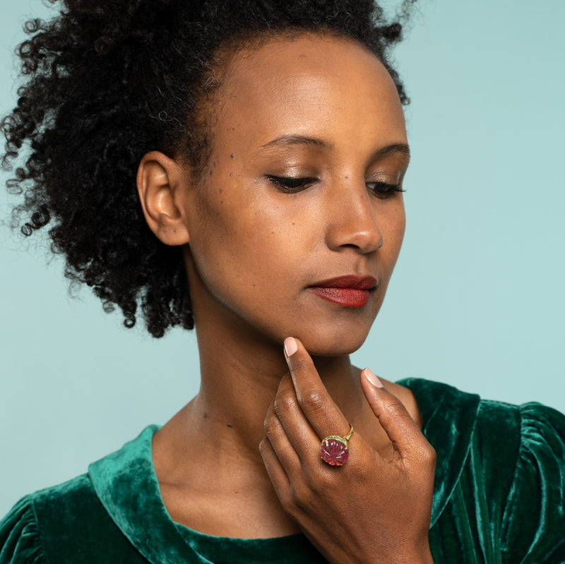 Boudoir Tourmaline Emerald Gold Cocktail Ring