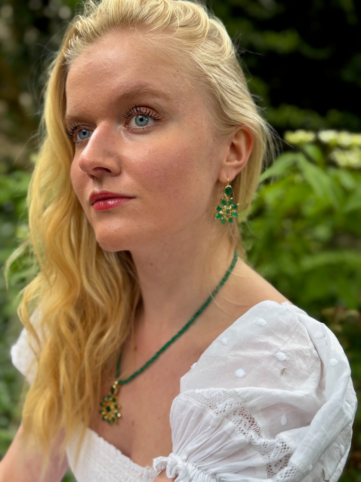 Stella Green Onyx Iolite Statement Earrings