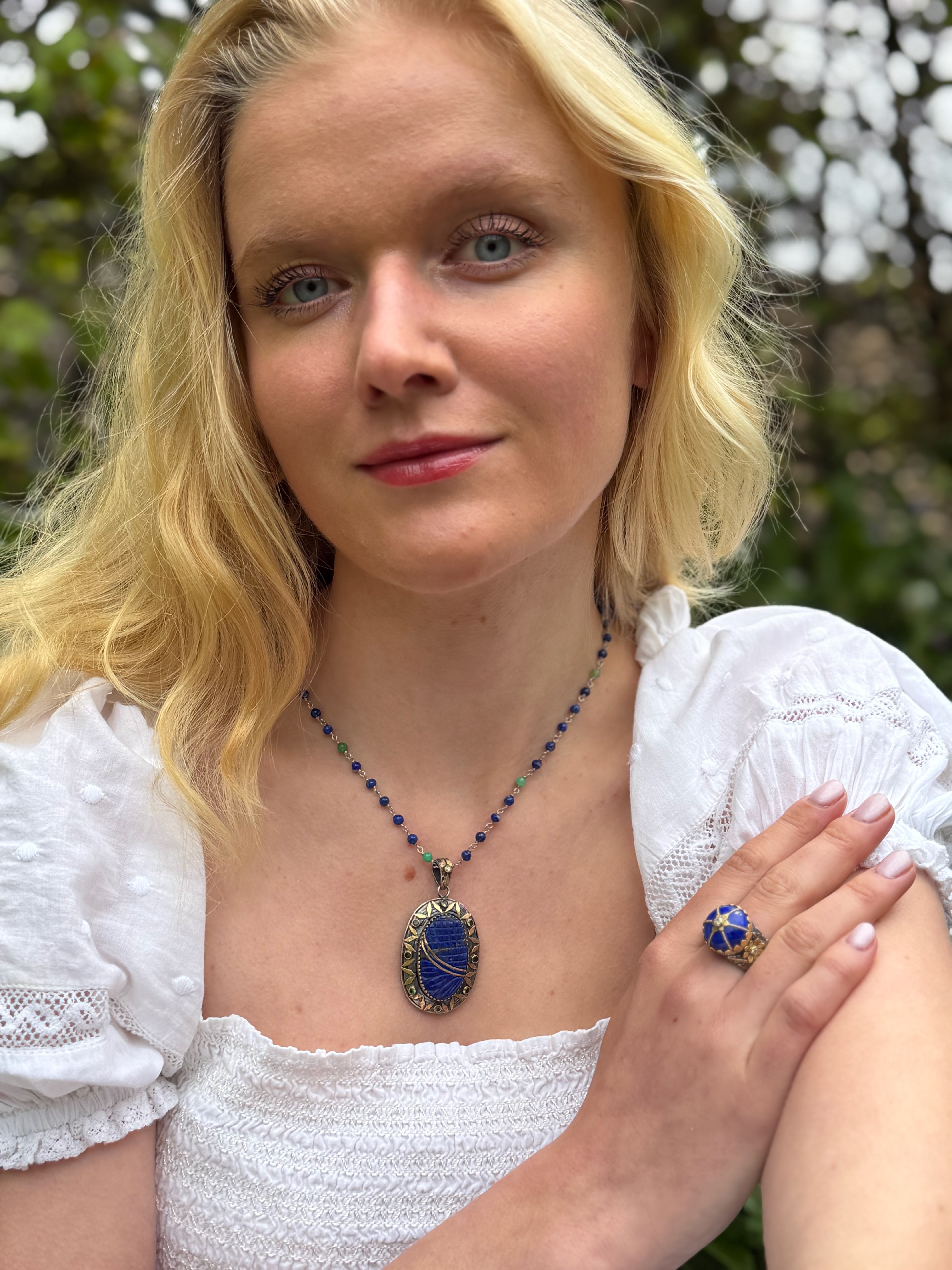 Talia Lapis Tsavorite Diamond Pendant