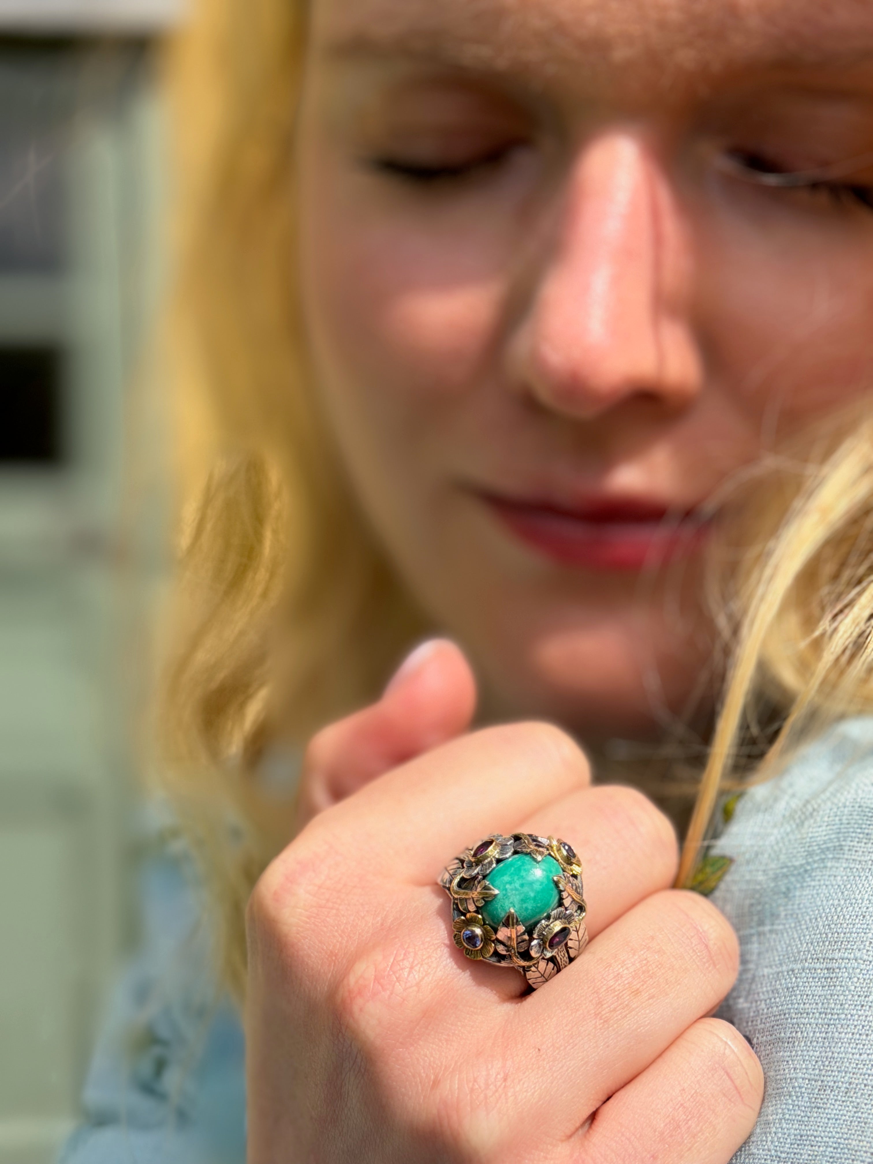 Turquoise Tanzanite Garnet Liberty Ring