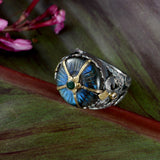 Odessa Labradorite Emerald Diamond Cocktail Ring