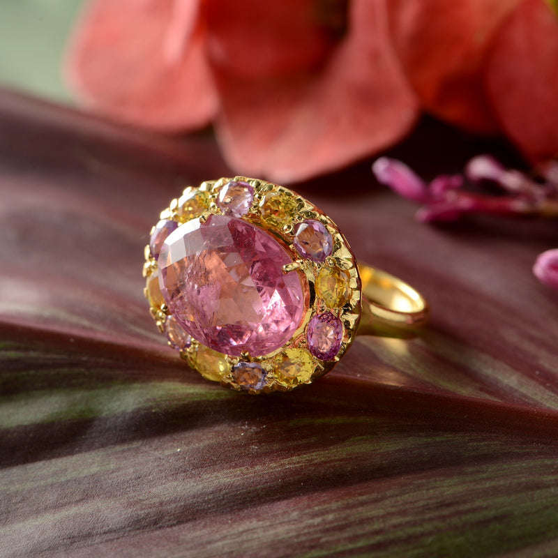 Powder Pink Spinel Sapphire Gold Ring