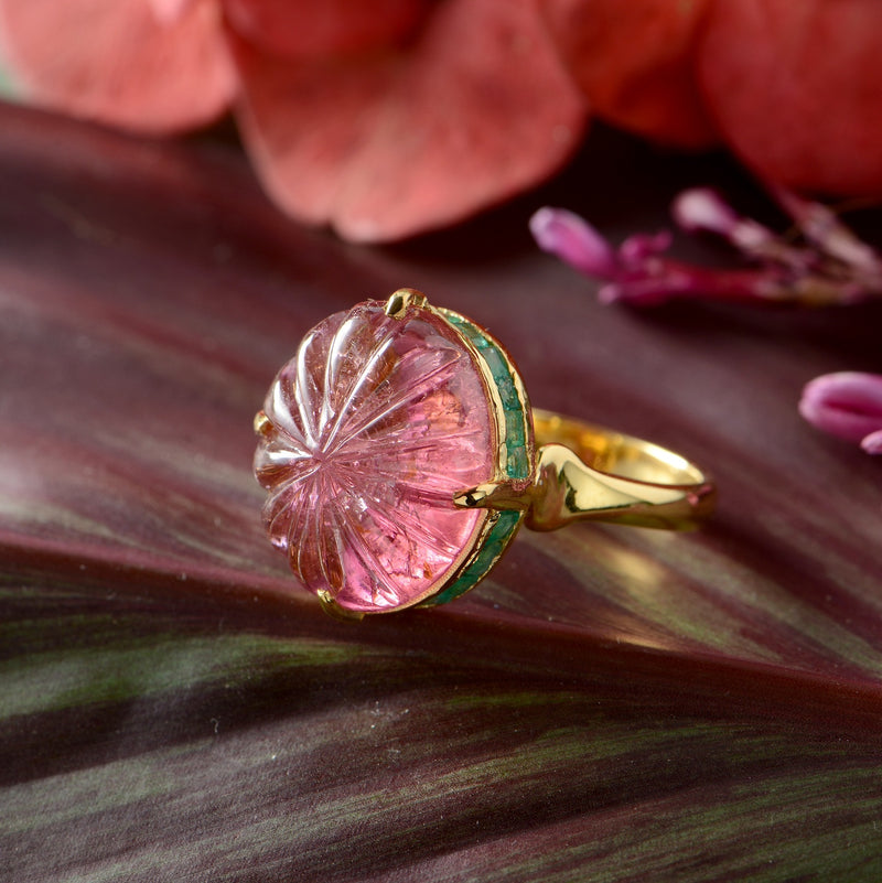 Boudoir Tourmaline Emerald Gold Cocktail Ring