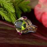 Beauty Peridot Sapphire Diamond Ring