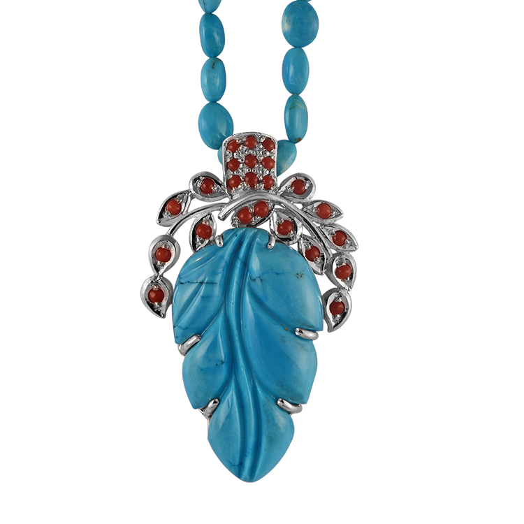 Tamarind Hand-Carved Turquoise Pendant