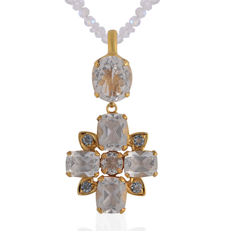 Bathsheba Crystal Aquamarine  Cross Pendant