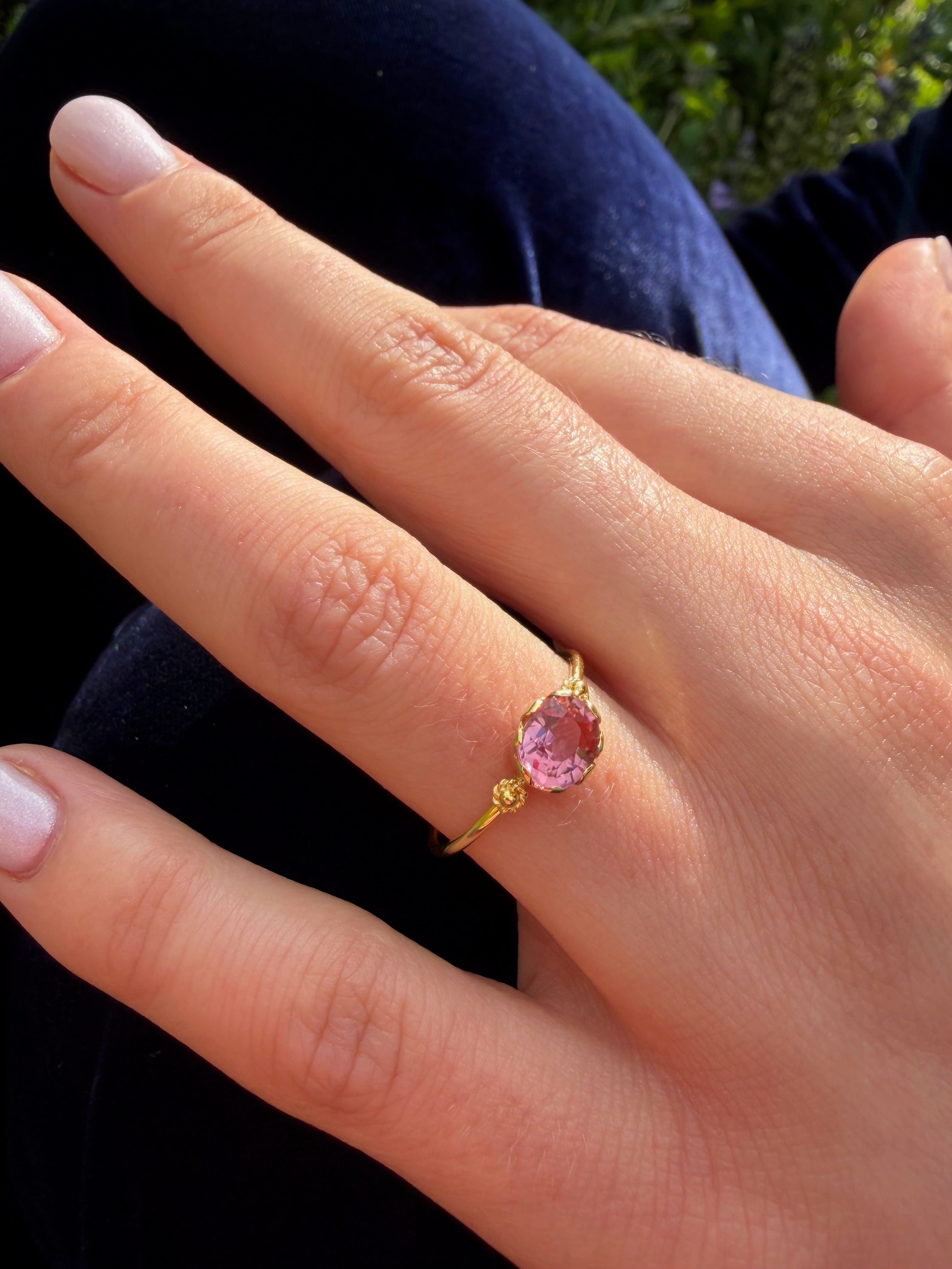Grecian Gold :PInk  Tourmaline Stacking Ring