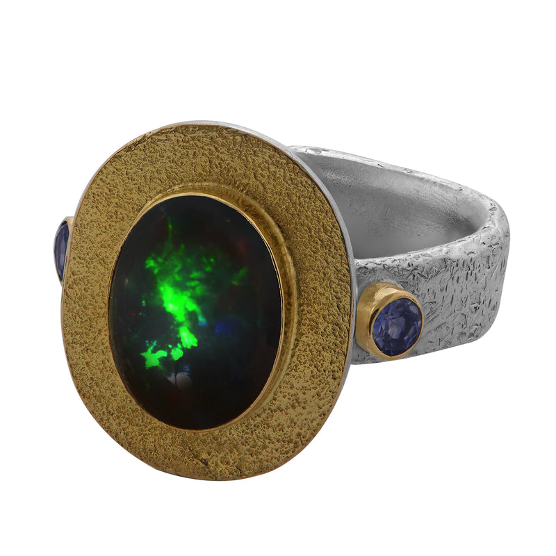 Beau Opal Sappphire Cabochon Ring
